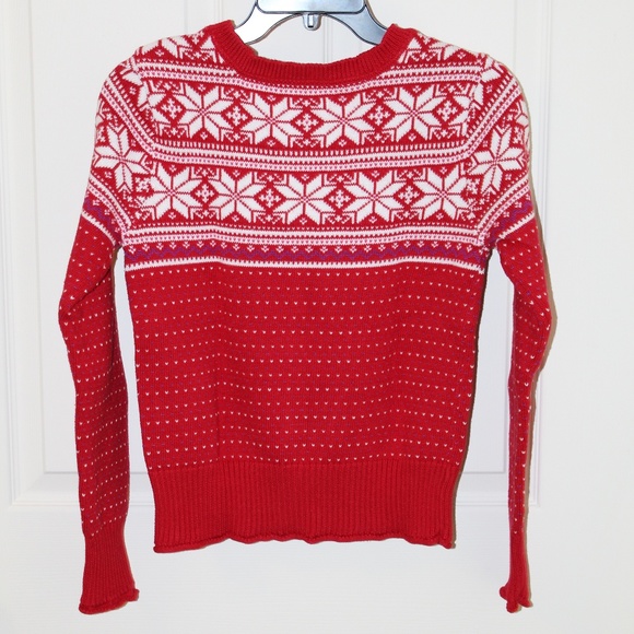 AEROPOSTALE FAIR ISLE RED/WHITE SWEATER BNWOT - Picture 4 of 5